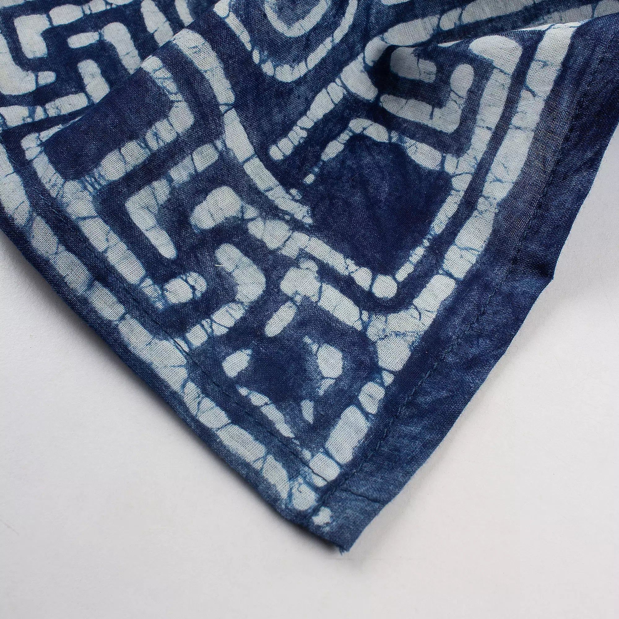 Indigo Blue Hand Block Print Cotton Neck Bandana for Men 589